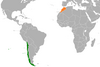 Location map for Chile and Morocco.