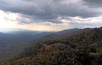 Happy Valley (left) and the crest of Chilhowee Mountain (right), viewed from Foothills Parkway Chilhowee-mountain-west.jpg