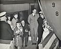 Christening of USS Kwajalein (CVE-98) with daughter Susan Ann, 4 May 1944