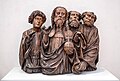 Christus und vier Apostel, Teil einer Predella Abgebeiztes Holz, früher farbig gefasst