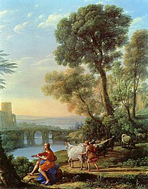 Paysage avec Apollon gardant les troupeaux d’Admète et Mercure les volant, 1645, Galerie Doria-Pamphilj, Rome.