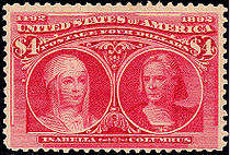 Christopher Columbus and Queen Isabella, $4