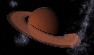 Artist's impression of Gliese 876 c with a hypothetical ring system