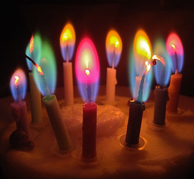 File:Cool colored candles, with metal salts from our rocket propellants (13049862325).jpg