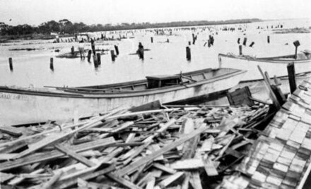 The docks and fish houses in Cortez after the hurricane