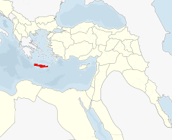 Map of Crete as an autonomous state of the Ottoman Empire (1900)