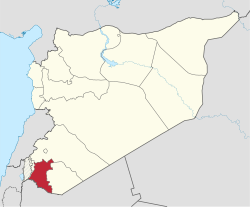 Bản đồ Syria với tỉnh Dar'a được tô đậm