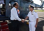 Miniatuur voor Bestand:Defence Secretary G Mohan Kumar being received by Rear Admiral RB Pandit Chief of Staff, Southern Naval Command.jpg