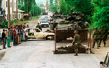 Marines from the U.S. set up a road block near the village of Koretin on 16 June 1999. Defense.gov News Photo 990618-M-5696S-016.jpg