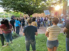 A protest in Staunton, on May 30 Demonstration in Staunton, Virginia on May 30, 2020.jpg
