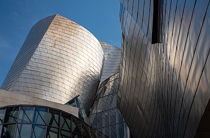 Detail of the Guggenheim Museum entrance, Bilbao, Spain