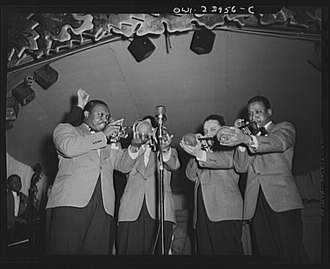 Duke Ellington Orchestra Duke Ellington trumpet section Apr 1943.tif