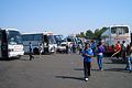 Sayran Bus Terminal, an intercity bus terminal in Almaty. Most buses have formerly served in various companies in Western Europe, as indicated by their livery