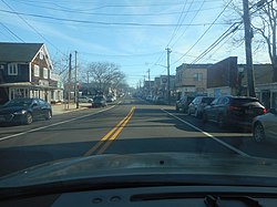 Eastbound Main Street in Downtown Center Moriches; November 2019.