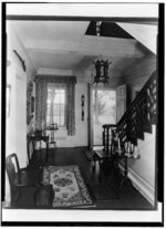 Thumbnail for File:Entrance hall and stairs, looking east. Note summer beam. - Sotterly, State Route 245 and Vista Road Vicinity, Hollywood, St. Mary's County, MD HABS MD,19-HOLWO.V,3-11.tif