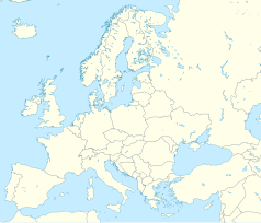 Mapa konturowa Europy, u góry znajduje się punkt z opisem „Östersund”