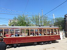 During the 2014 Doors Open Toronto event the TTC provided its legacy vehicles for the public to explore at the Russell Carhouse. Exteriors of the TTC's legacy streetcars, at the Russell Carhouse, 2014 05 24 (14).jpg