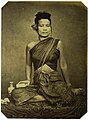 Khmer Cambodian lady wearing sbai in late 1800s.