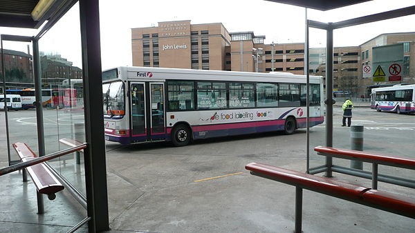 The saw-tooth arrangement used for the bus stands