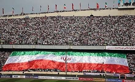 Azadi Stadium with the Iranian flag, 2017