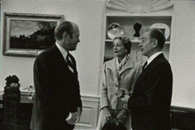 Fenwick with President Gerald Ford and Clifford P. Case in 1976