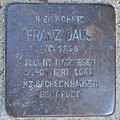 Deutsch: Stolperstein für Franz Daus vor dem Gebäude Volksdorfer Weg 18 in Hamburg-Wellingsbüttel.
