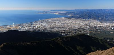 Fuji city and Suruga Bay from Ashitaka Mountains