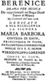 English: Giuseppe Maria Orlandini - Farnace - Berenice - title page of the libretto, Milan 1728