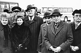 Gorbachev's visit to Vilnius in 1990 in an attempt to stop Lithuania's declaration of independence which passed two months later Gorbachev's visit to Lithuania (Vilnius, 1990).jpg