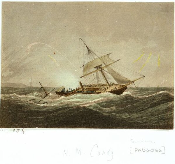 HMS Surinam struck by lightning, 11 December 1806, by Nicholas Matthews Condy, National Maritime Museum, Greenwich