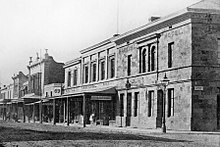 Hamburg Hotel (Oriental Hotel from 1915), Rundle Street, south-east corner of Gawler Place,1864 Hamburg Hotel 1864.jpg