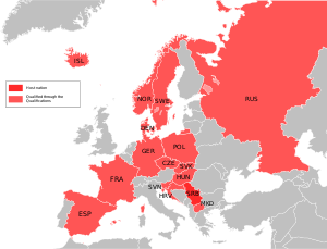 Countries that qualified for the championship Handball European Championship 2012 - en.svg