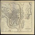 English: An accurate measurment map of Jerusalem, which includes list of buildings. From a handbook for travellers in Syria and Palestine published in London, beginning of the 20th century. עברית: מפת מדידה מדויקת של ירושלים, הכוללת רשימת מבנים. מתוך ספר הדרכה לתיירים בסוריה ופלסטינה, שיצא לאור בלונדון בתחילת המאה ה- 20 . Dimensions:26.5x27 cm. Click to enlarge