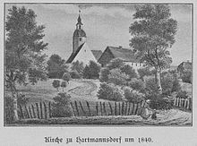 Kirche in Hartmannsdorf um 1840