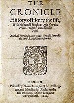 1600 quarto of Henry V Henry V 1600 Q titlepage.JPG