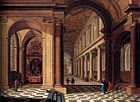 Интерьер воображаемой католической церкви в классическом стиле. Между 1638 и 1640. Дерево, масло. Частное собрание