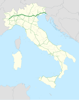 Autostrada A4 (Italy) motorway which connects Turin and Trieste via Milan and Venice