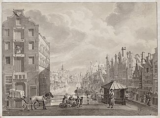 Nederlands: Nieuwezijds Voorburgwal in Amsterdam. 1775.