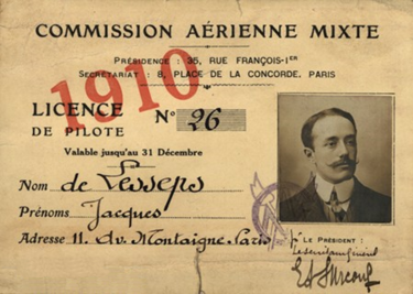 Jacques de Lesseps's pilots license. Jacques de Lesseps.PNG