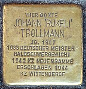 Stolperstein voor Sinti-bokser Johann Trollmann in Hamburg