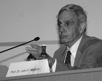 John Nash used the theorem in game theory to prove the existence of an equilibrium strategy profile. John f nash 20061102 2.jpg