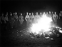 Nazi Germany burned works of Jewish authors, and other works considered "un-German". Joseph Schorer Bucherverbrennung 1933.jpg