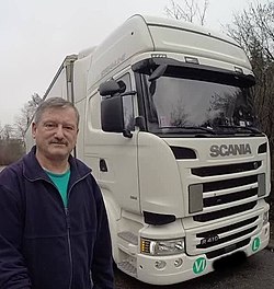 Kótai Zoltán a 2017-ben használt Scania R410 vontatóval