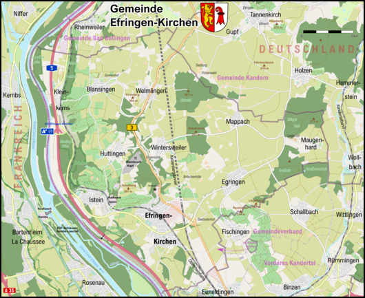 Karte des Gemeindegebietes von Efringen-Kirchen