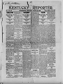 March 22, 1902 issue of the Kentucky Reporter of Owensville. Kentucky Reporter 1902-03-22.jpg