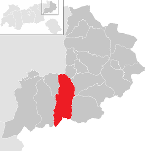 Lage der Gemeinde Kirchberg in Tirol im Bezirk Kitzbühel (anklickbare Karte)