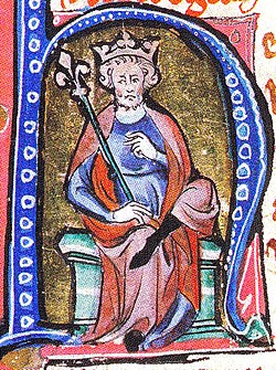 Кнут Велики илюстрация към средновековен ръкопис