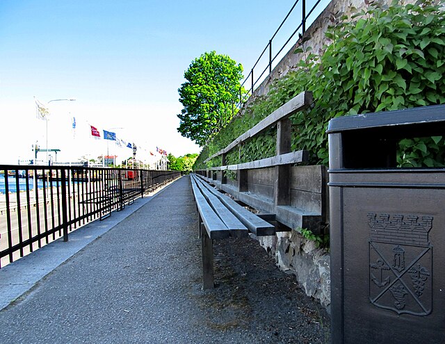 The 72-metre (236ft) wooden bench, Långa Soffan, in the port of Oskarshamn.