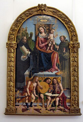 Madonna and Child, angels and saints
City Museum, Rimini, Italy La Madonna con il Bambino, santi e angeli by Benedetto Coda.jpg