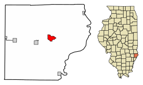 Lawrence County Illinois Incorporated and Unincorporated areas Lawrenceville Highlighted.svg